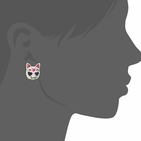 MEOW 🐱  Cat Sugar Skull Earrings - Picture 5 of 5